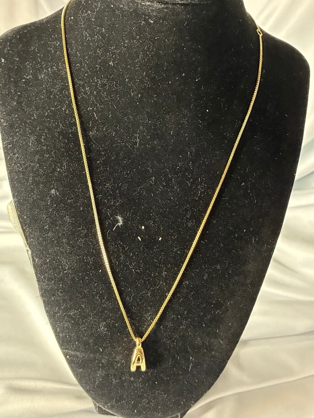 BaubleBar Gwen Mini Bubble Initial Necklace Gold Tone Letter A Pendant 17 Inch